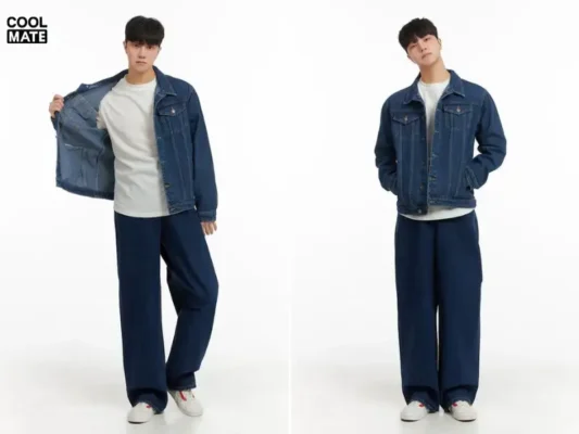 phối đồ với áo khoác jean